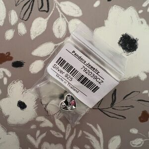 Pandora Silver Heart Charm with Pink Accent